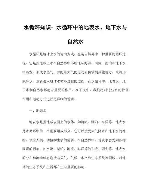 水循环知识：水循环中的地表水、地下水与自然水