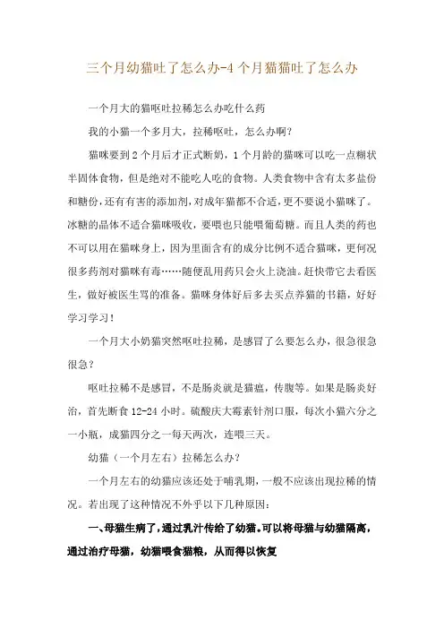 三个月幼猫吐了怎么办-4个月猫猫吐了怎么办
