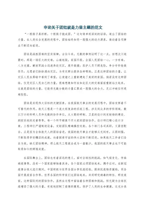 申论关于团结就是力量主题的范文