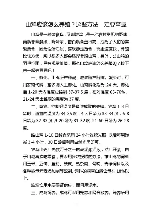 山鸡应该怎么养殖？这些方法一定要掌握