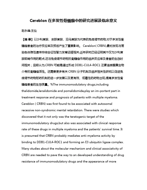 Cereblon在多发性骨髓瘤中的研究进展及临床意义