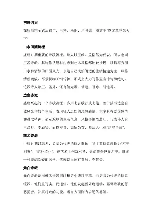 古代文学唐宋文学部分复习资料