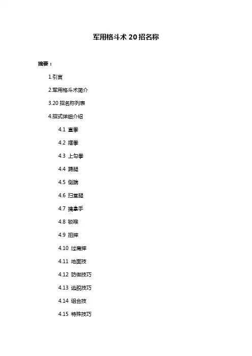 军用格斗术20招名称