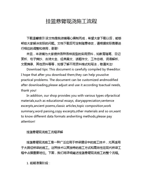 挂篮悬臂现浇施工流程