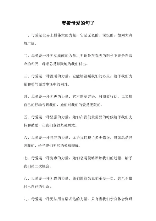 夸赞母爱的句子