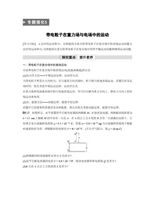高中物理基础知识及例题(学案) 带电粒子在重力场与电场中的运动