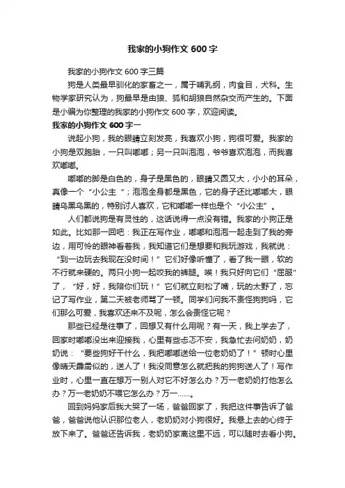 我家的小狗作文600字三篇