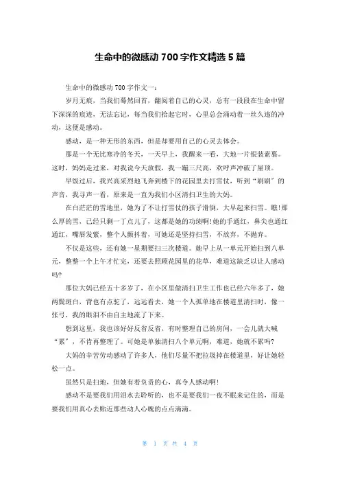 生命中的微感动700字作文精选5篇