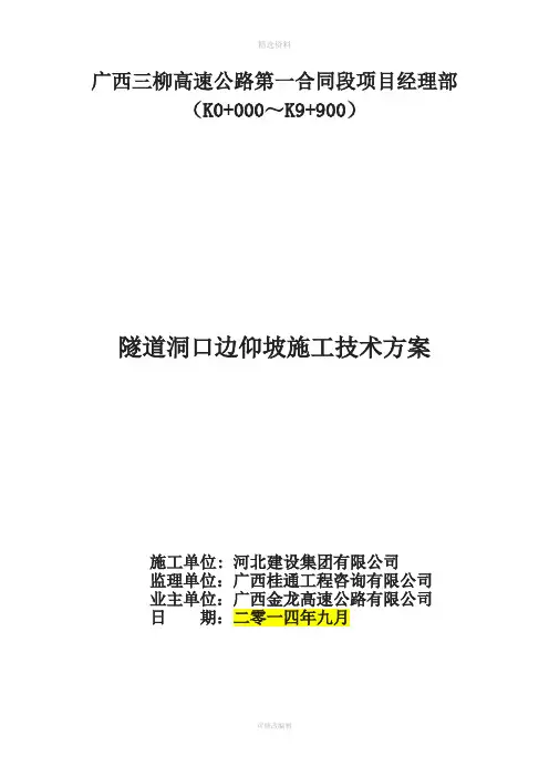 洞口边仰坡防护施工方案