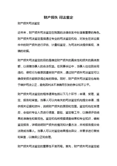 财产损失 司法鉴定
