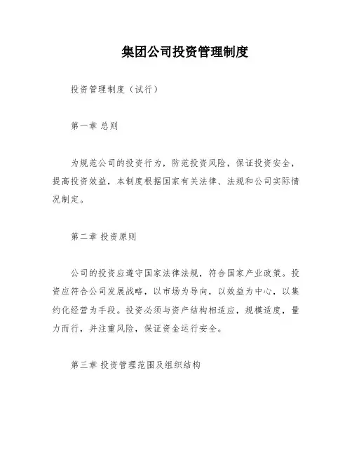集团公司投资管理制度