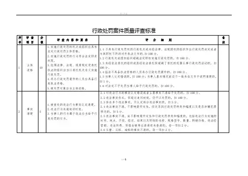 行政处罚案件质量评查标准