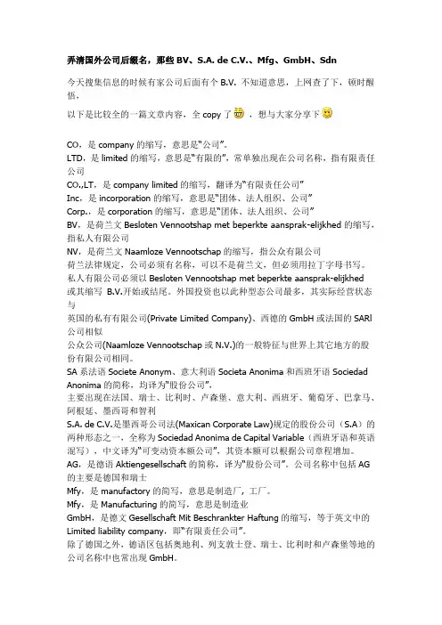 国外公司后缀名资料