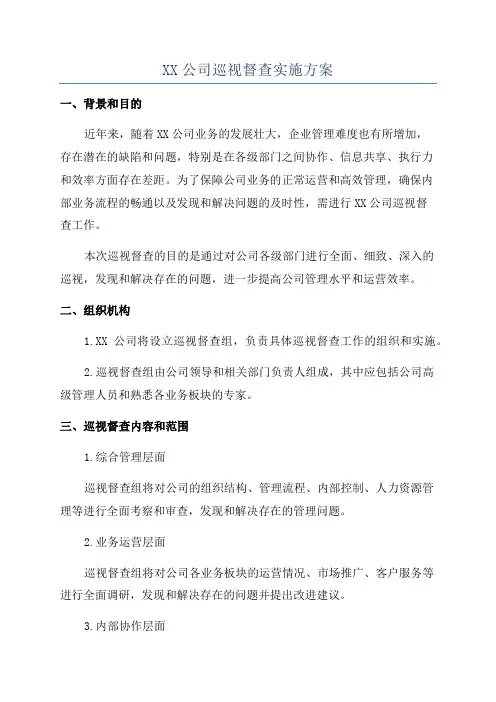 XX公司巡视督查实施方案