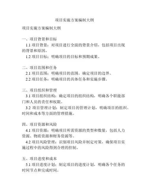 项目实施方案编制大纲
