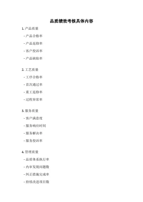 品质绩效考核具体内容