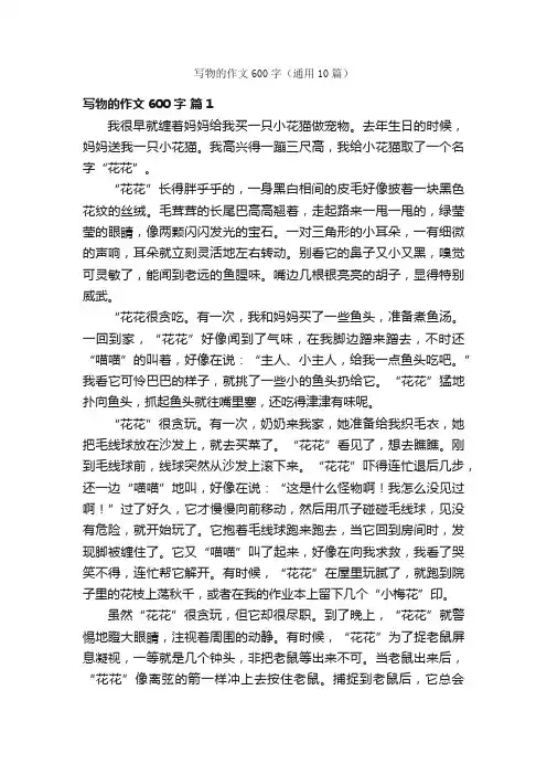 写物的作文600字（通用10篇）