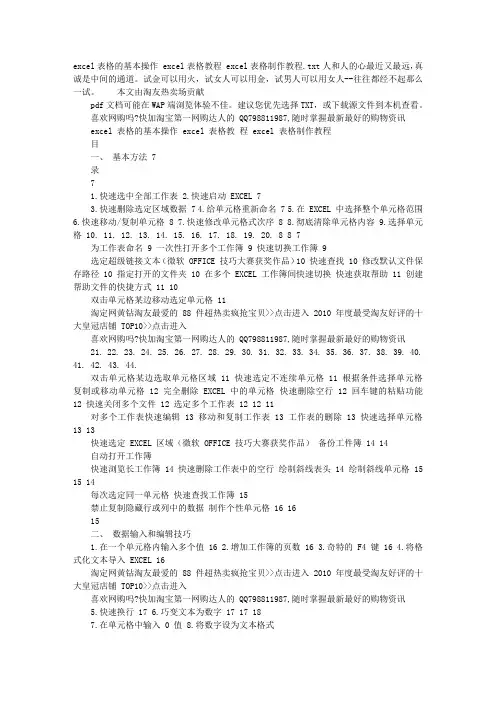 excel表格的基本操作 excel表格教程 excel表格制作教程