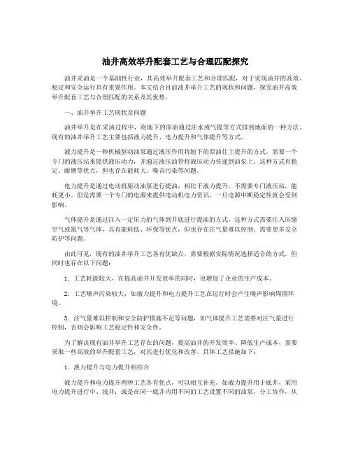 油井高效举升配套工艺与合理匹配探究