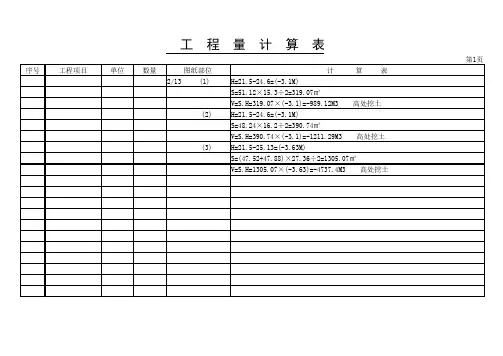 工程量计算表