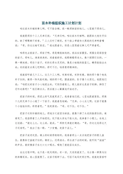 苗木补植组织施工计划计划