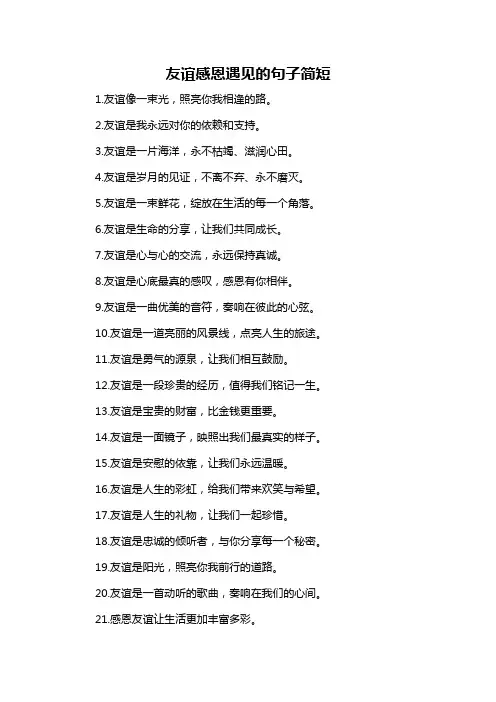 友谊感恩遇见的句子简短