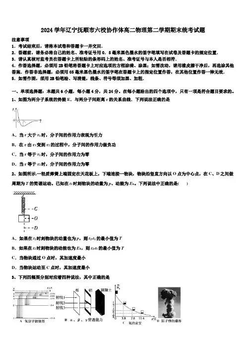 2024学年辽宁抚顺市六校协作体高二物理第二学期期末统考试题(含解析)