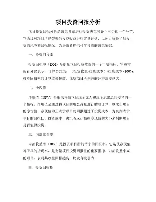 项目投资回报分析