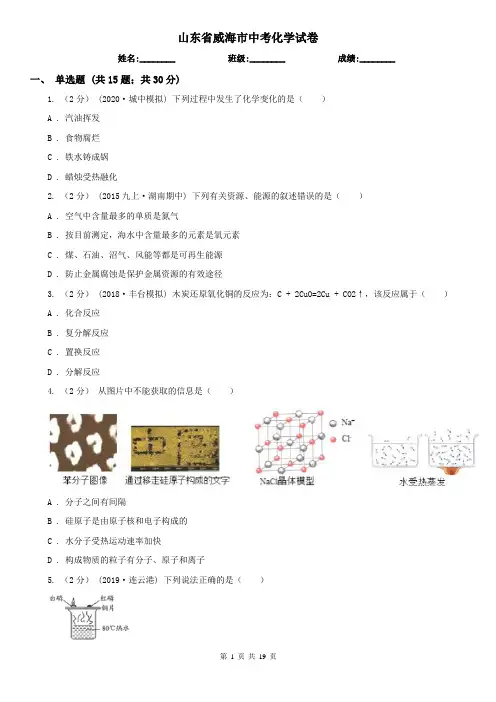 山东省威海市中考化学试卷