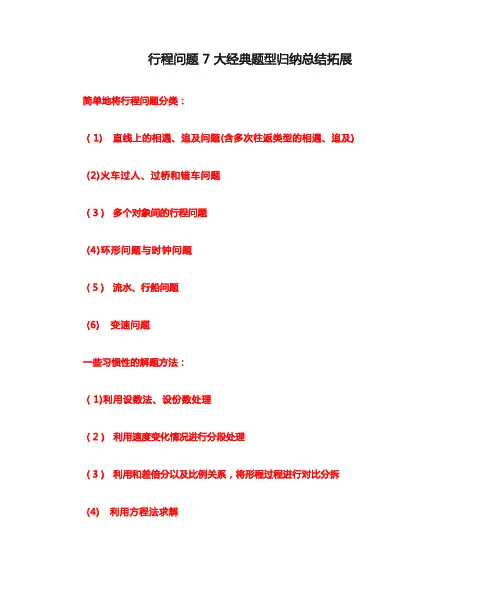 行程问题7大经典题型归纳总结拓展