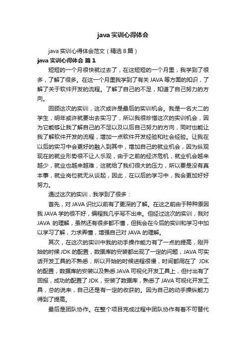 java实训心得体会范文（精选8篇）