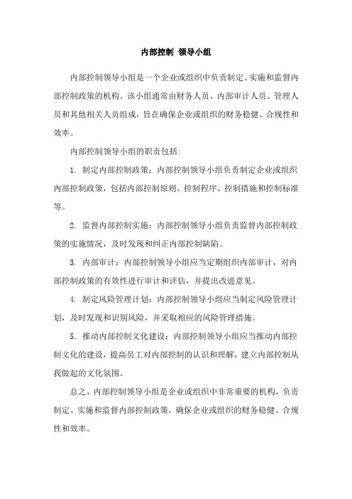 内部控制 领导小组