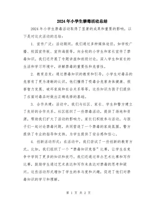 2024年小学生禁毒活动总结
