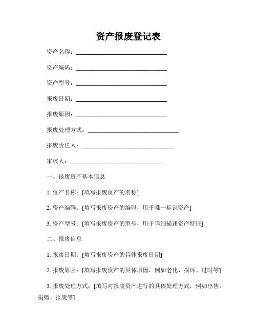 资产报废登记表