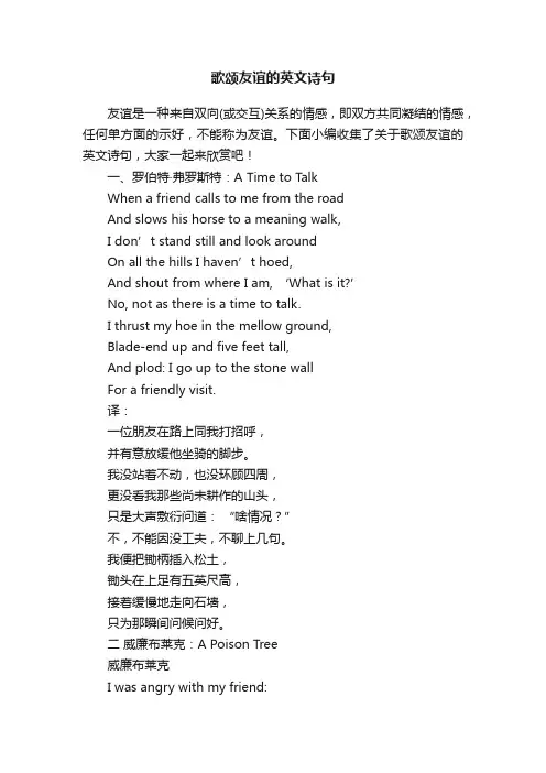 歌颂友谊的英文诗句