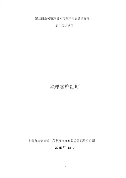 十堰市市高标准农田项目监理细则