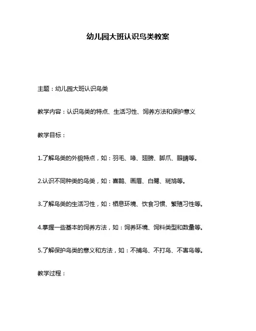 幼儿园大班认识鸟类教案