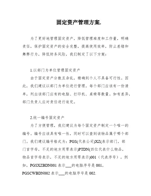 固定资产管理方案