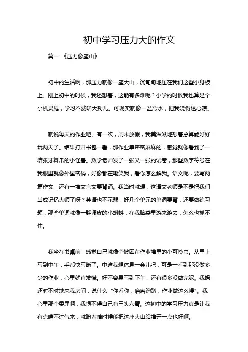 初中学习压力大的作文