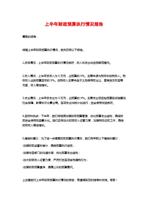 上半年财政预算执行情况报告
