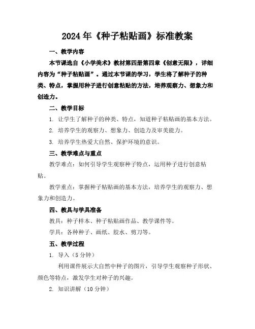 2024年《种子粘贴画》标准教案