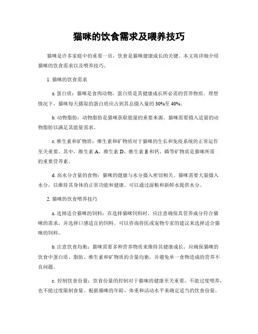 猫咪的饮食需求及喂养技巧