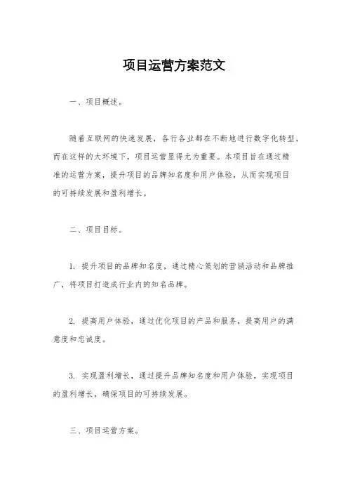项目运营方案范文