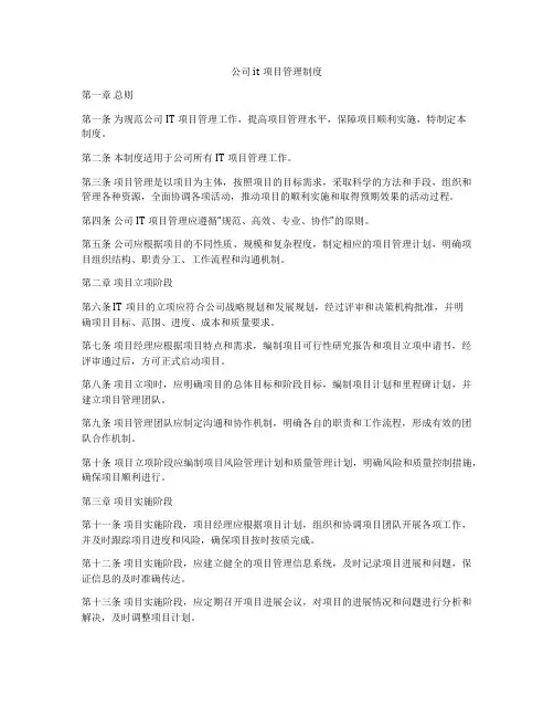 公司it项目管理制度
