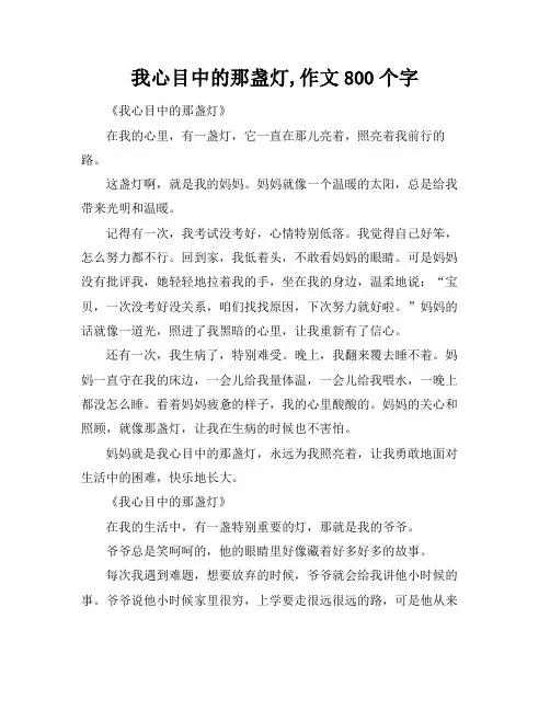 我心目中的那盏灯,作文800个字