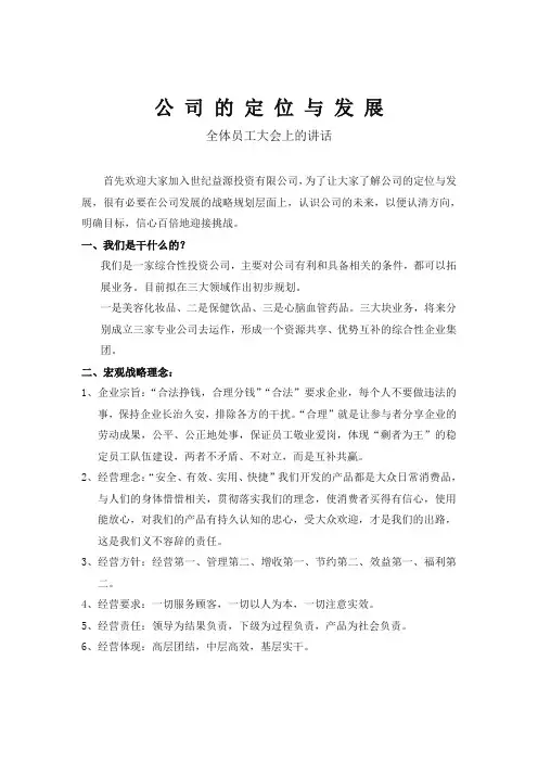 公司的定位与发展范文