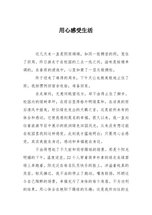 高中议论文作文：用心感受生活