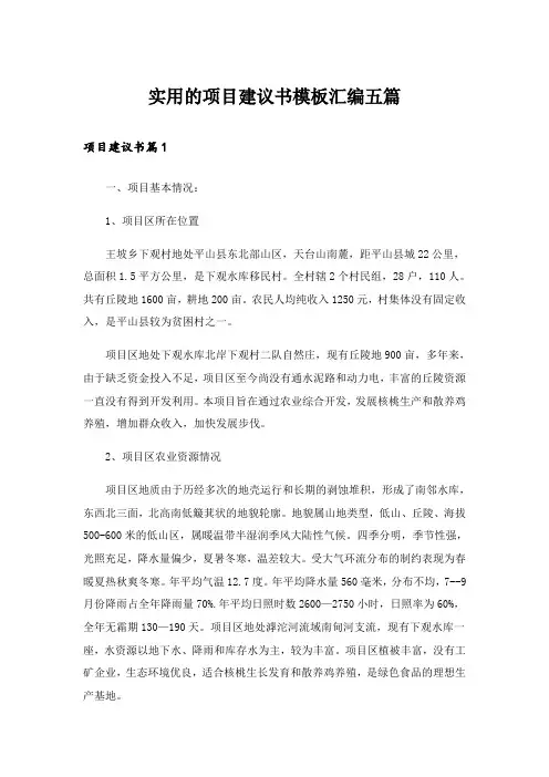 实用的项目建议书模板汇编五篇
