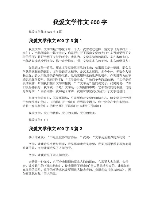 我爱文学作文600字