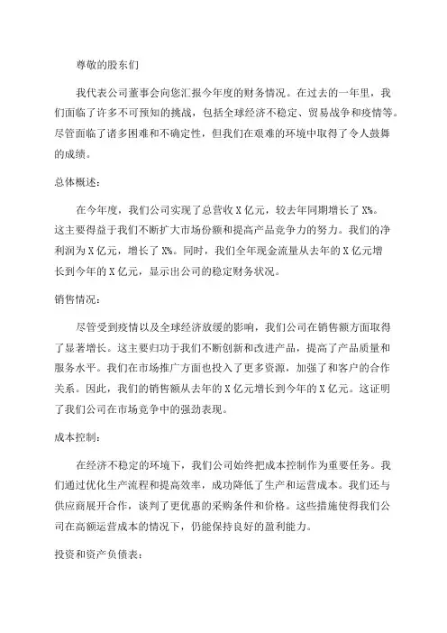 年度财务情况说明